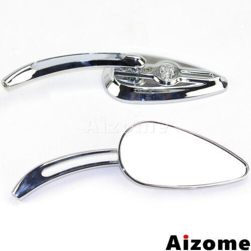 Universal Motorcycle Adjustable Skull Rear View Mirrors Teardrop Side Mirrors For Harley Dyna Softail Sportster Cruiser Custom