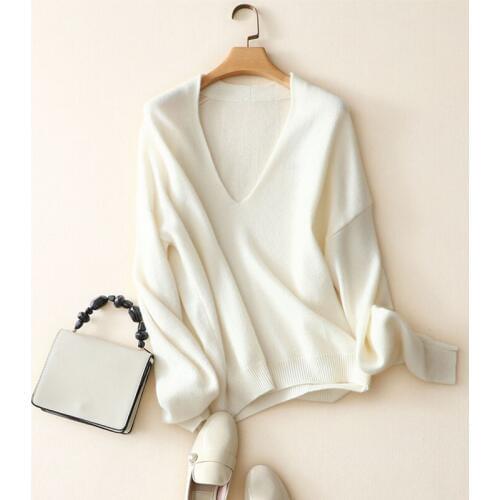 Spring autumn new styles 100% cashmere casual v neck sweaters for women