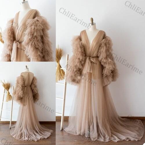 Womens Robe Underwear Bridal Bathrobe Tulle Pajama Shooting Wedding Pregnancy Mesh Bathrobe