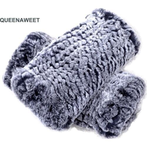 003 2019 New Genuine Real Rex Rabbit Fur Gloves Good Women Knitted Rabbit Fur Mittens Lady Real Rex Rabbit Fur Gloves