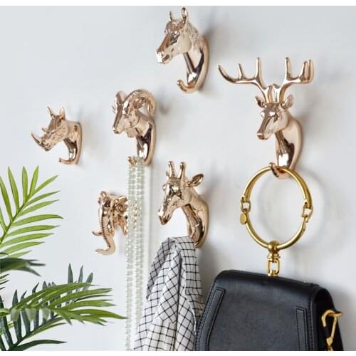 1 Piece Nordic Animal Shaped Coat Hook Wall Mounted Sundries Hanger Home Porch Ornaments