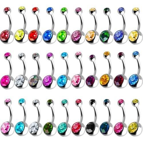 10pcs 14G Surgical Steel Belly Button Rings Set Navel Ear Rings CZ Body Piercing Jewelry 10mm For Women Nombril Oreja Piercings