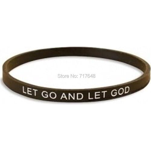 100pcs Inspirational Quote Let Go and Let God wristband silicone bracelets free shipping by epacket A