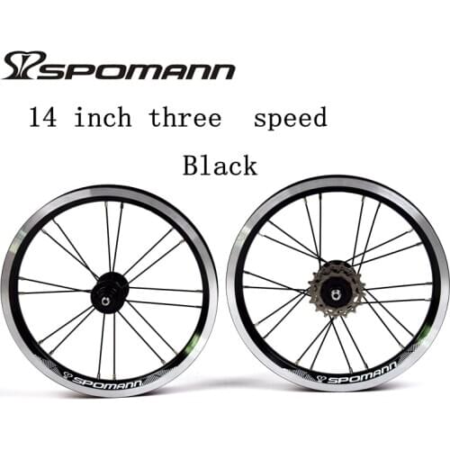 2017 SPOMANN 14 Inch Aluminum Alloy 3 Speeds Wheelset Folding Bike Wheels BMX Wheel Ultra-Light 20H V Brake Bicycle Parts