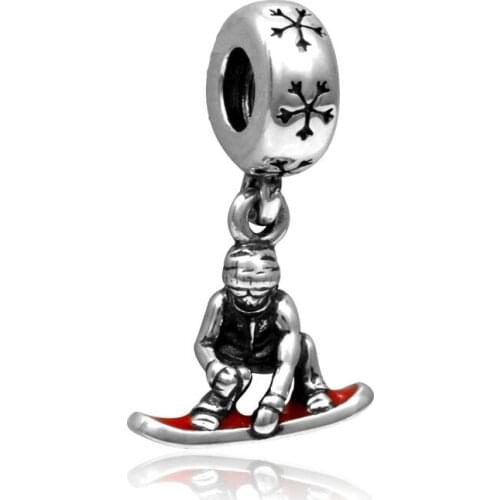 5PCS New Arrival Metal Ski Pendant Snowflake Big Hole Connector Drop Oil Skiers Charm Fit DIY Handmade Women Men Bracelet&Bangle