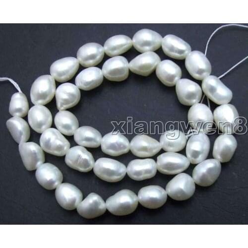 7-9mm Natural White BAROQUE Freshwater Pearl Loose Beads strand 14"