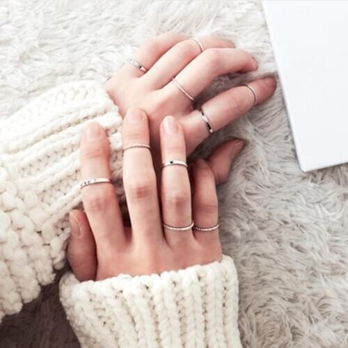 Free Shipping 10 pcs/set Minimalist Basic Midi Rings Set Female Jewelry Elegant Gold Silver Color Classic Knuckle Finger Ring