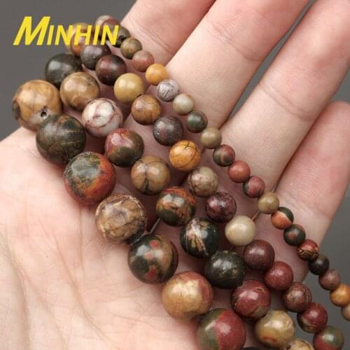 MINHIN Natural Red Jaspers Beads Smooth Round Loose Beads For Jewelry Making DIY Bracelet Ear Accessories 4 6 8 10MM Beads