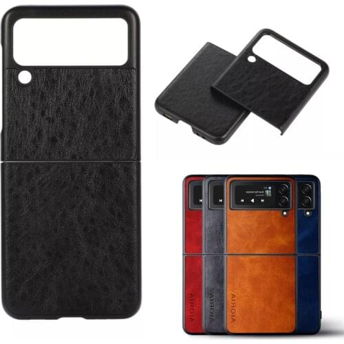 Capa For Samsung Galaxy Z Fold 3 Flip 3 Retro PU Leather Case Hard PC Protective Shell Cover on For Galaxy Z Flip3 Fold3 Coque