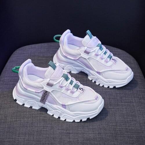 Spring Summer New Women Casual Sport Shoes Girl Street Fashion Breathable Mesh Platform Sneakers Thick-soled Trainers 3 Colors