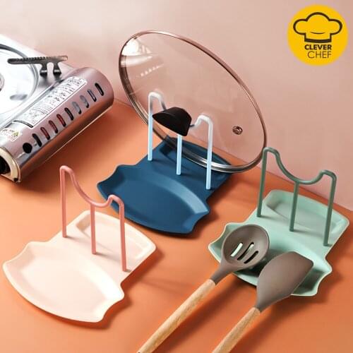 Kitchen Spoon Holders Fork Spatula Rack Shelf Organizer Plastic Spoon Rest Chopsticks Holder Non-slip Spoons Pad Kitchen Utensil