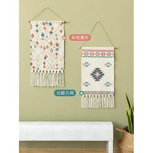 Morocco geometric tassel tapestries decorated fabric art simple tapestry wall hanging mexican home decoration boho decor