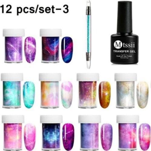 Mtssii 7/12PCS Nail Foil Adhesive Glue Starry Sky Sticker Transfer Glue Environmental Plant Nail Glue UV Gel Polish Manicure