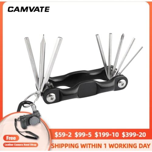 CAMVATE Multi-purpose 8 in 1 Folding Screwdriver Kit Wrench Set Portable Hand Tool Set Allen Wrenches For DSLR Camera Gimba New