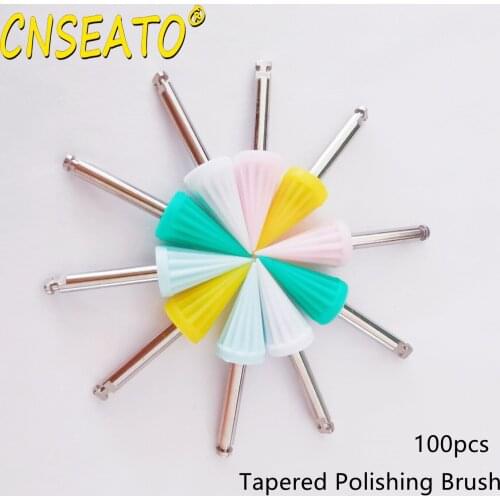 100Pcs Dental Polishing Brush Kit Silicon Rubber Tapered Screw Polisher Cup Points Dentistry Tool Lab Teeth Whitening Materials