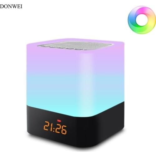 DONWEI Rechargeable RGB Night Light Indoor Bedside Atmosphere Lamp Support Alarm Clock Bluetooth Speaker Music Playback Function