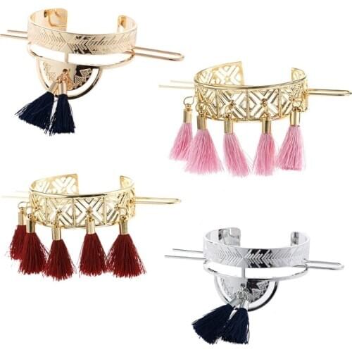 Hollow out Tassels Metal Hair Stick Women Vintage Jewelry Gifts Bun Holder Hairpin Barrette Hair Clip Clamp Headdress