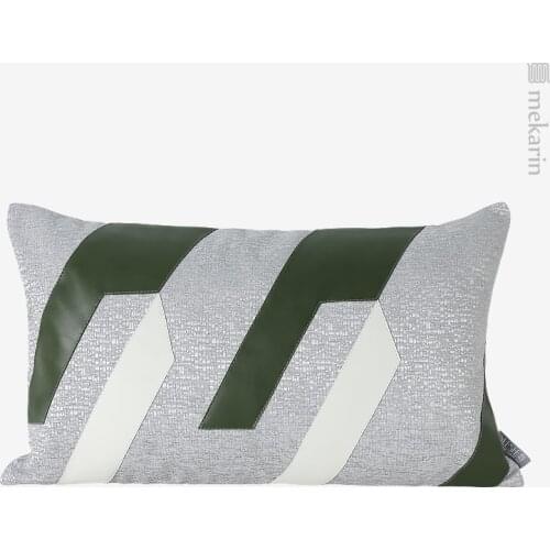 Nordic luxury model room sofa cushion olive green silver gray stitching texture lumbar pillow living room pillow bedroom pillow