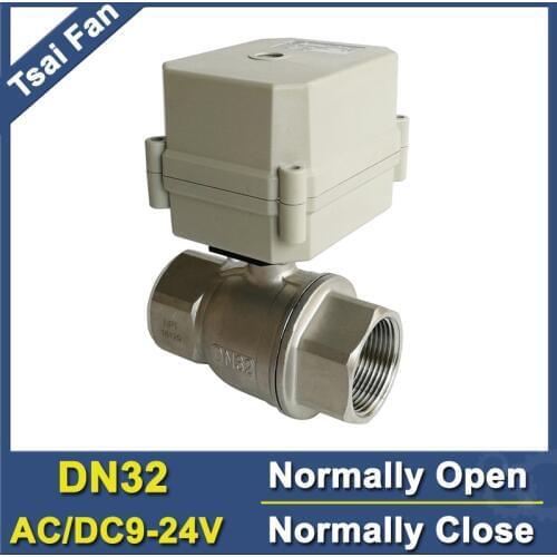 TF32-S2-C Stainless Steel Full Port 1-1/4'' DN32 Water Electric Valve Normally Closed Normally Open Valve AC/DC9V-24V