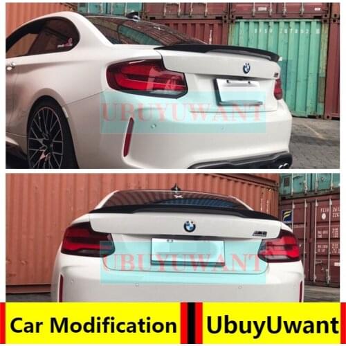 UBUYUWANT For BMW 2 Series F87 M2 F22 2014 2015 2016 2017+ Real Carbon Fiber P Style Rear Trunk Spoiler Lip Tail Trunk Wing
