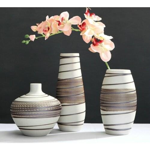 Retro Vase Indoor Porcelain Modern Plant Ceramic Vase Floor Minimalist Decor Desk Floor Office Modern Jarrones Vases BG50VS