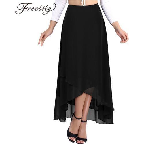 Elegant High Waist Irregular Hem Ballroom Practice Wear Women Maxi Long Chiffon Skirt Contemporary Stage Lyrical Dance Costumes
