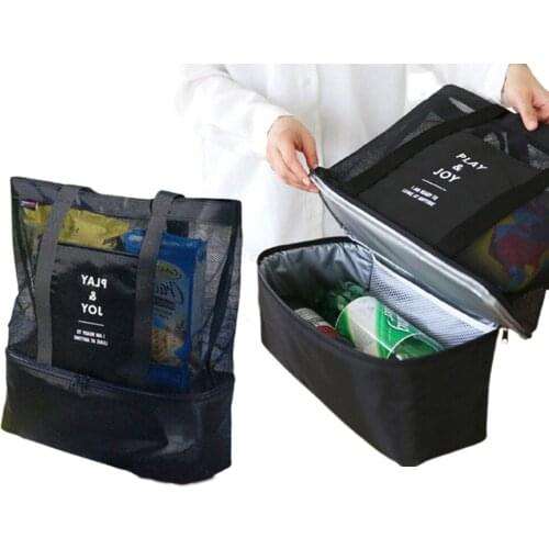 Women Swimming Beach Bags Outdoor Sports Shoulder Bags Mesh Multifunction Travel Lunch Bags For Camping Picnic Pool