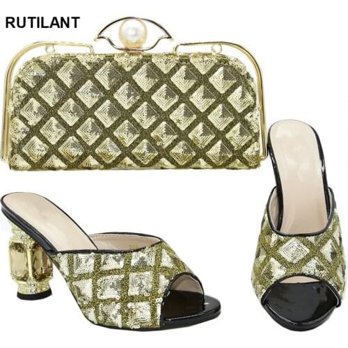 Women Shoes and Bag Set In Italy Party Pumps African Wedding Italian Shoe and Bag Sets Ladies Plus Size Shoes Women Heel Party