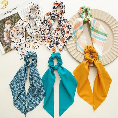 Womens Hair Scarf Scrunchies Ponytail Holder Head Bows Elastic Hair Ties Ring