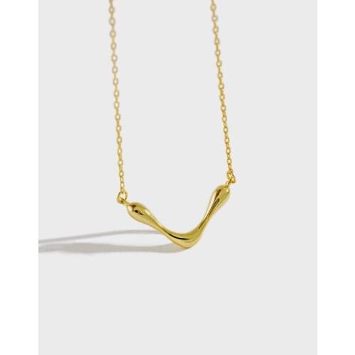 Real 925 Sterling Silver geometric Letter V Necklace Fine Jewelry for Women , Minimalist Gold Color Pendants Necklaces Chain