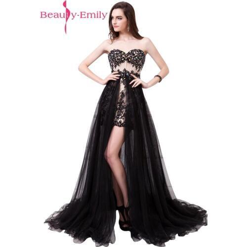 Beauty-Emily Sexy Cocktail Party Dresses 2020 Womens Tulle Sweetheart Zipper Beading Party Plus Size Bride Formal Prom Dress