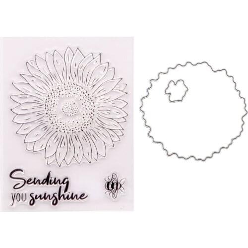 2021 New Sunflower Flower 2021 New Seal Stamp with Cutting Dies Stencil DIY Scrapbooking Embossing Photo