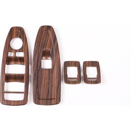 4pcs Pine Wood Grain ABS Plastic Window Lift Switch Frame Trim For BMW X1 F48 2016-2018 ABS Car Accessories For BMW X2 F47