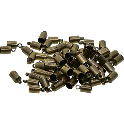 50 Pieces Tassel Caps Leather Cord Cap For Making Antique Bronze Jewelry