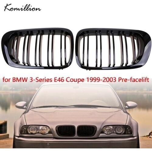 1Pair Car Racing Grilles Gloss Double Lines Decoration Grille for BMW 3-Series E46 Coupe 1999 2000 2001 2002 2003 Pre-facelift