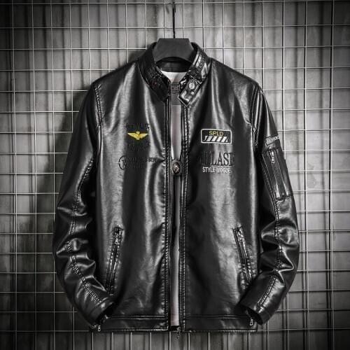 Biker Leather Jacket Men Zipper-Pocket Motorcycle Jackets Designer Steetwear Winter Windbreaker Coats Fleece Fashion Jackets