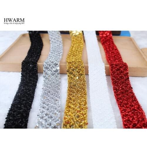 10yard sequins african lace fabric ribbon wedding decoration trim DIY Lace band 3.5cm 5rows of beaded fish scales with sparkling