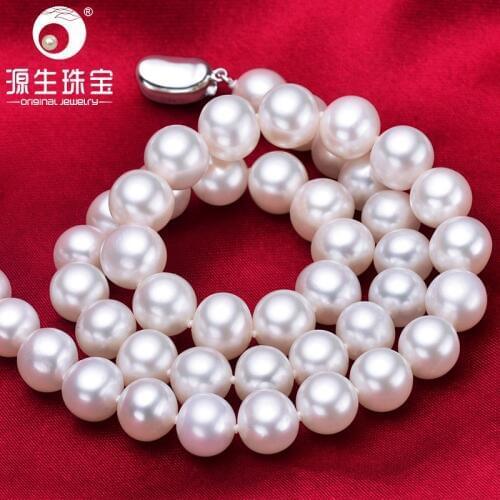 YS Classic 9-10mm Genuine Round Freshwater Pearl Chain Necklace Engagement Fine Jewelry