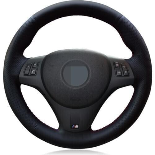 Car Steering Wheel Cover Hand-Stitched Black Genuine Leather For BMW M Sport M3 E90 E91 E92 E93 E87 E81 E82 E88 X1 E84
