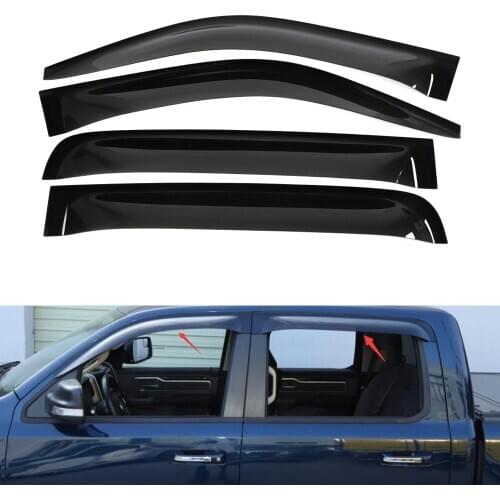For Dodge Ram 2018 Up Car Door Window Rain Shield Cover Exterior Auto Styling Molding 4pcs/set
