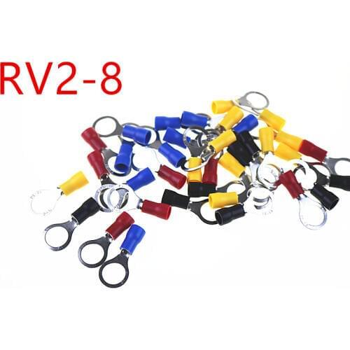 RV2-8 Blue Ring insulated terminal Cable Wire Connector 100PCS/Pack suit 1.5-2.5mm cable Electrical Crimp Terminal RV2.5-8 RV
