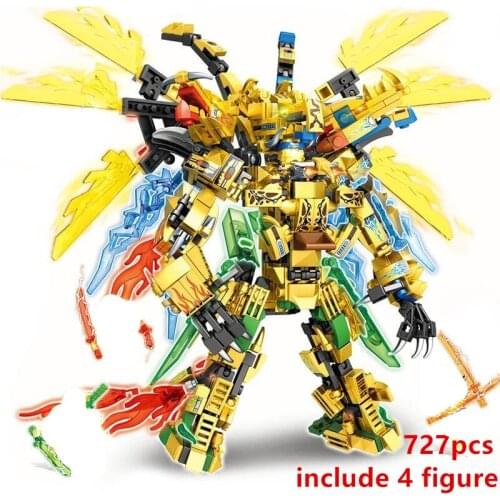 Toy 4in1 2021 Ninja series Golden Warrior Mech Mecha Robot Dragon Season 14 Building Blocks Classic Model Sets Bricks Kids Kits