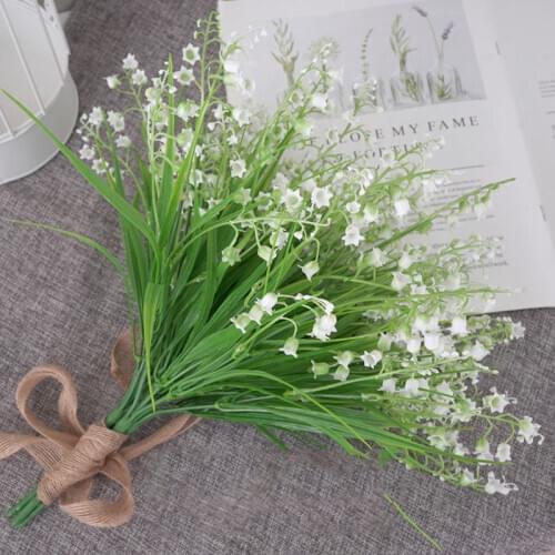 1Pcs Artificial Flowers Bouquet Lily of the Valley Beautiful Simulation Fake Plants Fake Bell Orchid Bonsai Flower Home Decor