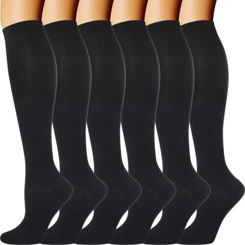 Compression Socks for Women 6 Pairs Per Set Athletic Travel Flight Socks Compression Sock