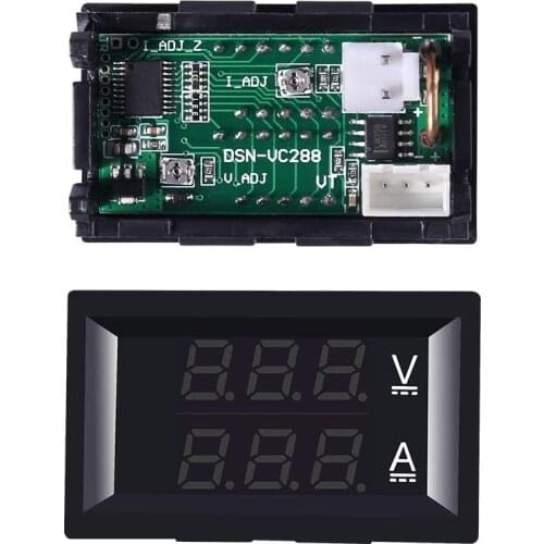 Mini Digital Voltmeter Ammeter 0.28 inch DC 100V 10A 100A Panel Amp Volt Current Meter Tester 0.28" Blue Red Dual LED Display