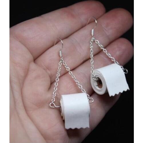 Fashion Funny DIY Toilet Paper Drop Earrings Women Exaggerated Toiletries Dangle Earrings Female Jewelry Brincos Mujer 2020