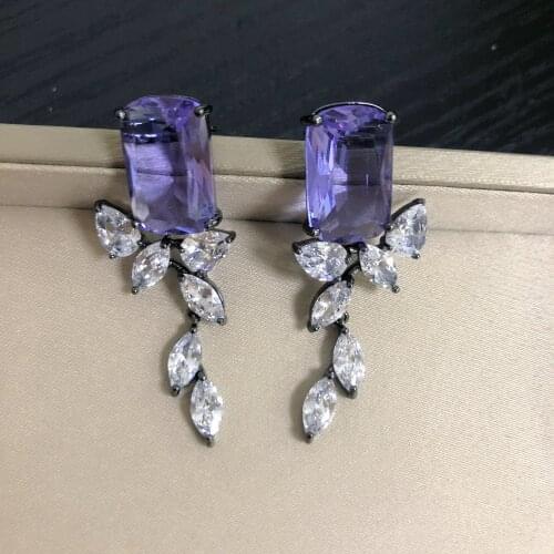 Bilincolor Fashion Vintage Purple Drop Earring for Women