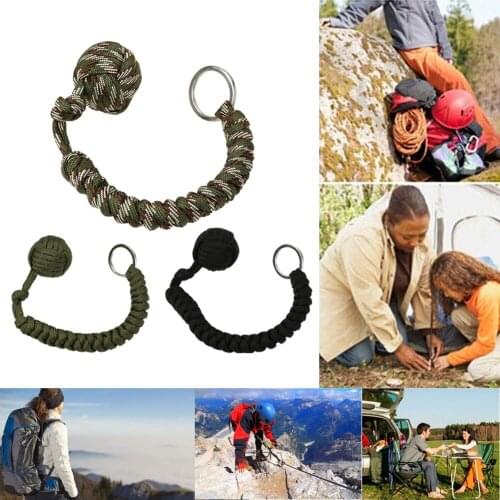 Outdoor Security Protection Black Monkey Fist Steel Ball For Girl Bearing Self Defense Lanyard Survival Key Chain Broken Windows