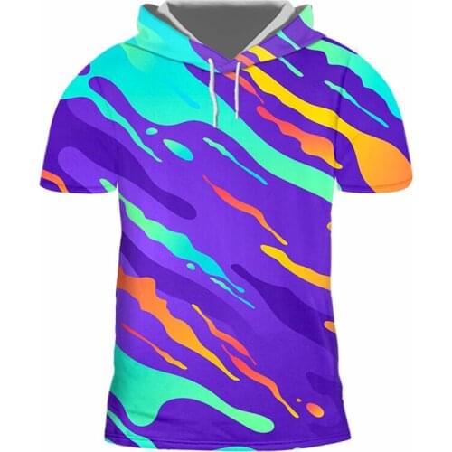 IFPD EU Size New Fashion Hooded T-shirt 3d Colorful Print Colorful Stripes Tshirt Unisex Man/womans Short Sleeve Tops Hiphop