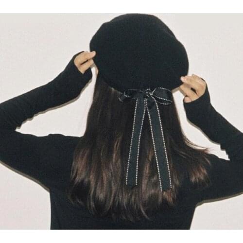 2020 New Fashion Women Soft Bow Elegant Berets Winter Warm Hat